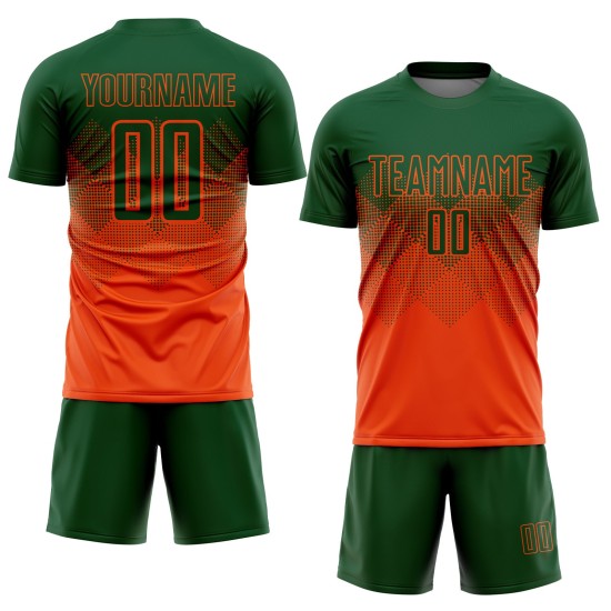 Maillot de football personnalisé orange vert sublimé Maillot de football personnalisé orange vert sublimé