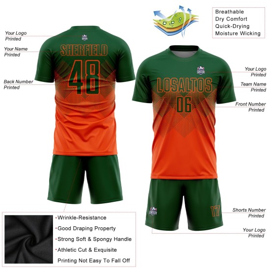 Maillot de football personnalisé orange vert sublimé Maillot de football personnalisé orange vert sublimé